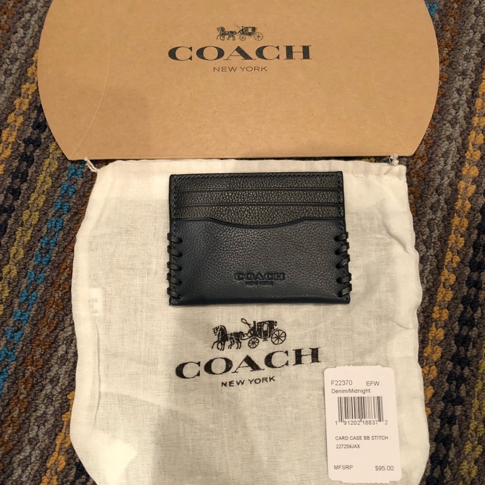 AUTHENTIC COACH MENS DENIM MIDNIGHT CARD HOLDER